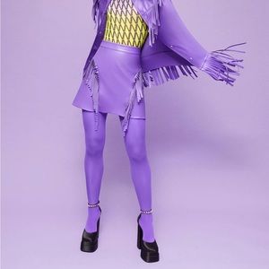 NWOT Nocturne Fringe Faux Suede Mini Skirt - Purple